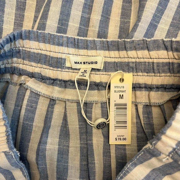 Max Studio - NWT Hi-Low Hem Linen Blend Striped Skirt Sz M - Picture 7 of 9